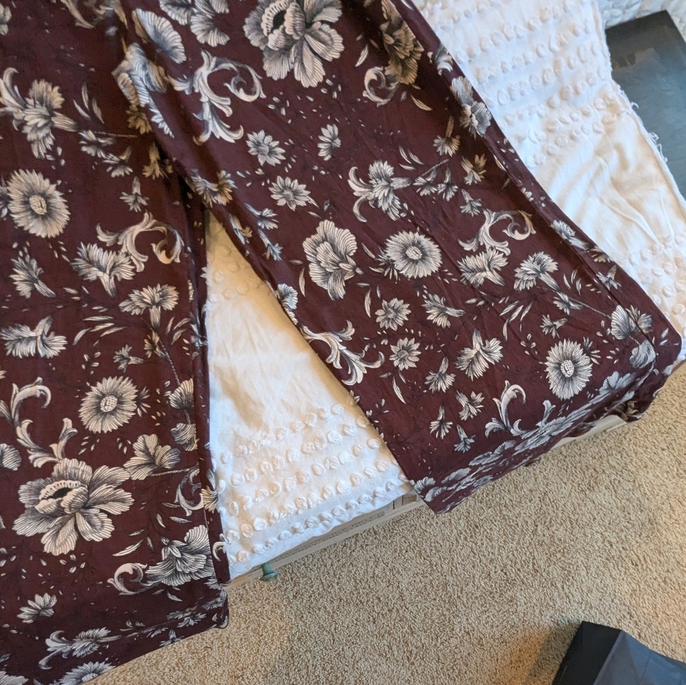 Anthropologie Burgundy Floral Wide Leg Pants - NWT - Picture 10 of 10